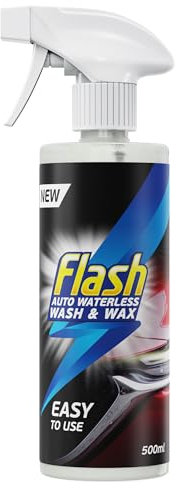 Flash Car Care Waterless Wash & Wax Spray 500ml, Quick Car Cleaning & Waxing Spray for Paintwork, Glass & Alloys, Professional Shine Without Water