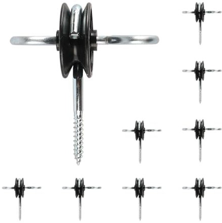 Sarini Lot de 10 isolateurs d'ancrage de Portail, isolateurs de Crochet de clôture électrique Double Face, isolateurs à Visser pour poteaux en Bois, connecteur de poignée de passerelle Durable
