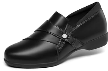 DREAM PAIRS Loafers for Women Slip-on Dressy Comfortable Business Casual Work Office Faux Leather Loafer Shoes with Arch Support,Size 9.5,Black,DWUMLS2530
