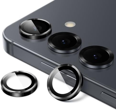 JETech Camera Lens Protector for Samsung Galaxy S25 5G, 9H Tempered Glass Metal Individual Ring Cover, Easy Installation Tray, HD Clear, 1 Set (Black)