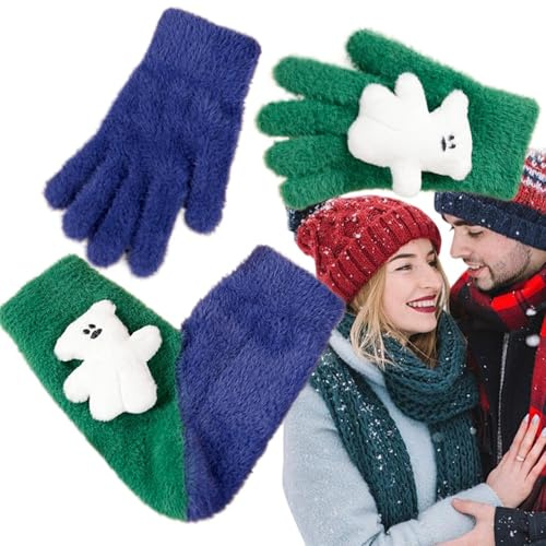 zwxqe Guantes de pareja que se sostienen de la mano, guantes de amor para parejas, guantes de pareja para pantalla táctil, guantes divertidos para parejas, guantes románticos de invierno, guantes de