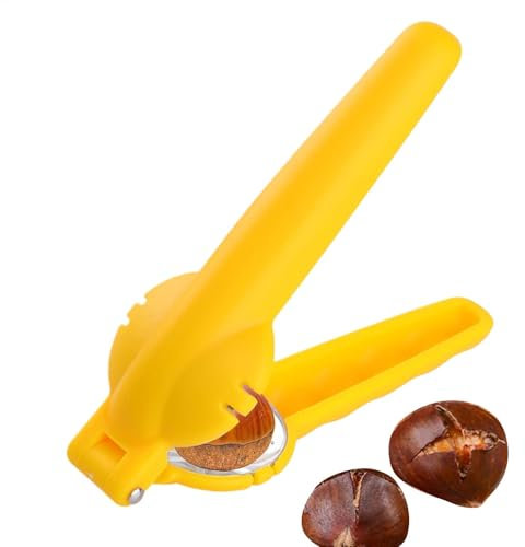 Open Clip Made of Chestnut Wood, Nutcracker Tool, Open Chestnut Tongs Made of Stainless Steel, Multifunctional Nutcracker Peeler, Portable Nut Opener for Casta
