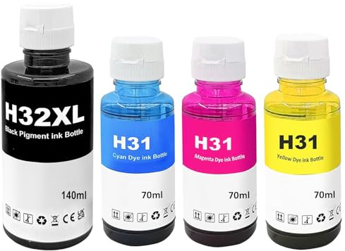 HenceBuy 32XL 31 Inchiostro Compatibile con HP 32 31 XL per Smart Tank 5105 7605 790 670 7006 530 Plus 7005 7305 570 555 655 Stampante Nero Ciano Magenta Giallo (4Pack)