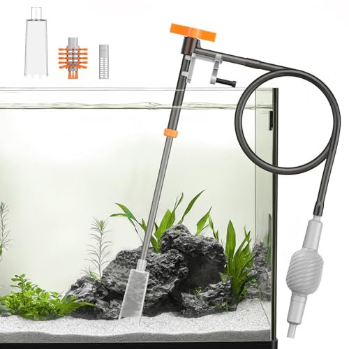 Pawfly 3 in 1 Aquarium Wasserwechsler Kit Aquarium Siphon Staubsauger mit 1 M langem Schlauch und ausziehbarem Rohr Manuelles Aquarium Kiesreinigungswerkzeug für Wasserwechsel Sandwaschen und Wartung