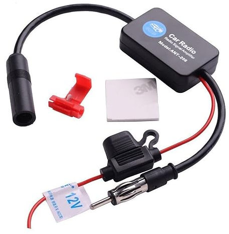 Amplificatore Antenna Auto, 12 V Antenna Radio Splitter DAB FM AM, Segnale Autoradio Amplificatore con Scheda Linea, Auto Radio Segnale Ricezione Booster con Nastro Biadesivo