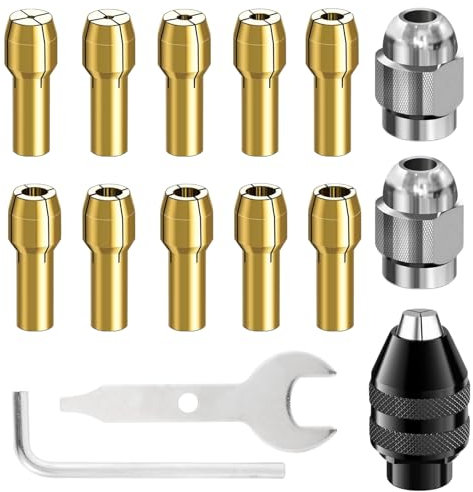 15 Pièces Mandrin Perceuse, Accessoires Pour Outil Rotatif Changement Rapide Mandrins en Laiton 0,8mm à 3,2mm Remplacement 4486 Mandrin 4485 Pince de Serrage pour Outils Rotatifs de Mandrin Électrique