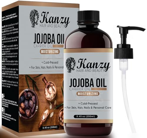 Kanzy Jojobaolja 250ml - Kallpressad ren jojobaolja för hår, hud, ansikte, naglar, ögonfransar och skägg - Icke-fet multifunktionell basolja för daglig användning