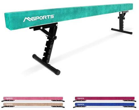 MSPORTS Barra de equilibrio de alta calidad con altura ajustable, 245 cm para niños y adultos, 5 niveles de altura regulable (18 – 56 cm), para casa o club, 5 colores