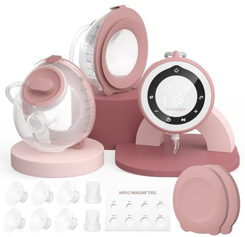 Momcozy V1 Pro Hospital-Grade Suction Breast Pump, Hands Free Portable Electric Pump with 300mmHg, 3 Rhythms 15 Levels, Leak Proof DoubleFit Flange, 2300mAh Battery