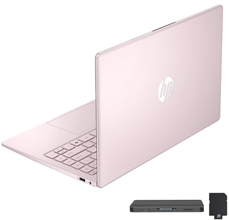 HP Stream 14 HD Laptop, Intel Processor N150, 16GB RAM, 416GB Storage (128GB UFS+288GB Docking Station Set), Intel Graphics, 1 Year Office 365, Copilot, Wi-Fi, HD Camera, Windows 11, Pink