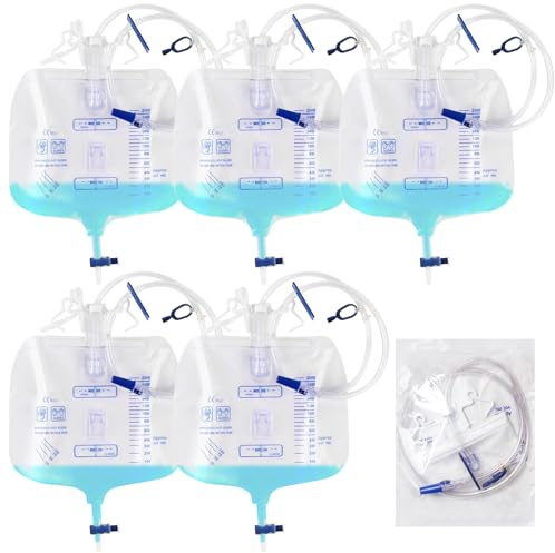 5 bolsas de orina para las piernas, bolsas de catéter, 2000 ml, bolsa de orina, bolsa de catéter, bolsa de drenaje de orina, sistema de drenaje de orina, bolsa de drenaje de orina, bolsa de drenaje de