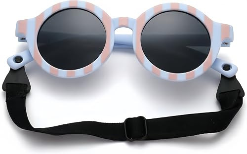 RUISOPE Gafas de Sol Bebe Polarizadas con Correa Ajustable - Protección UV400 Gafas Sol Bebe 0-36 Meses, Recién Nacido y Niños Pequeños, Irrompibles y Seguras (Azul y rosa)