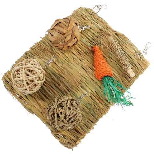SHINEOFI Tapis de Paille pour Petits Animaux 1 Set, Litière Naturelle en Paille Tissée, Tapis de Couchage Confortable Mâcher pour Lapin, Hamster, Gerbille et Chat
