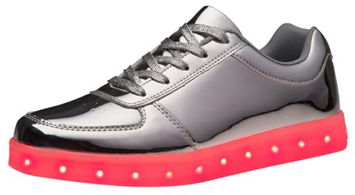 Genérico 2026 Nuevos Zapatos Luminosos de Colores, versión Coreana, Zapatos Deportivos con Carga USB para Parejas, Zapatos Deportivos Bajos Dorados y Plateados