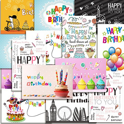 Kuuqa 20 pièces Cartes de joyeux anniversaire avec 20 enveloppes, cartes de voeux conçues par KUUQA