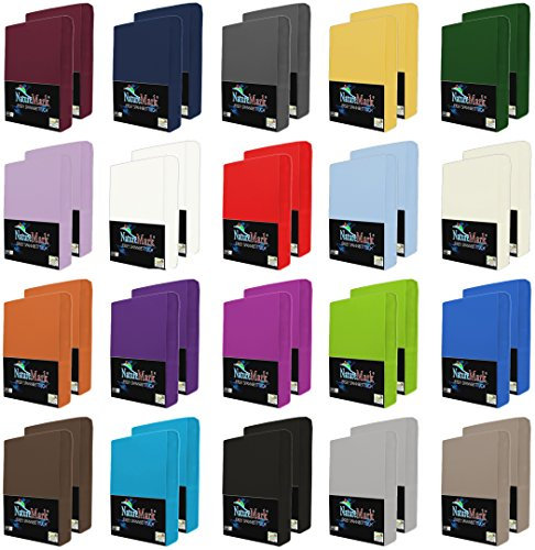 NatureMark 2er Pack Jersey Spannbettlaken, Spannbetttuch 100% Baumwolle in vielen Größen und Farben MARKENQUALITÄT ÖKOTEX Standard 100 | 140 x 200 cm - 160 x 200 cm - schwarz