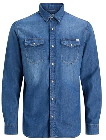 JACK & JONES JJESHERIDAN Shirt L/S Noos Uomo Camicia di Jeans Blu XXL 100% Cotone Slim Fit