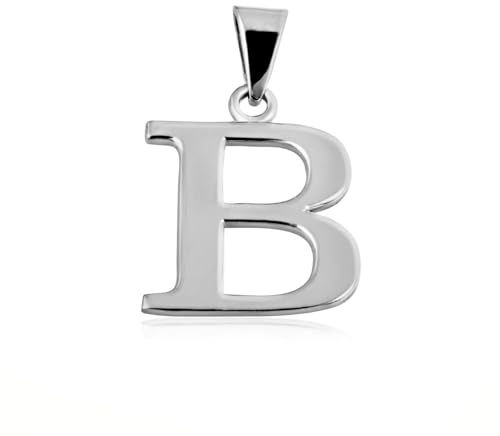Claddagh Gold .925 Sterling Silver B Initial Pendant 0.55 Charm Pendant – Personalized Letter Jewelry Block Font