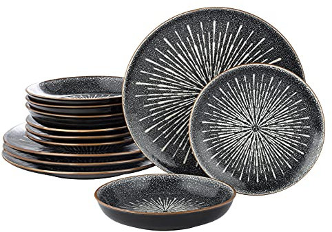 Waterside - 12 Piece Starburst Reactive Glaze Dinner Set