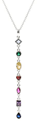 Bellitia Jewelry Collane Lunghe Ciondolo con Zirconi Cubici, Nappa Collana a Catena Moda in Argento Sterling 925 per Donna, Gioielli con Pietre Multicolore