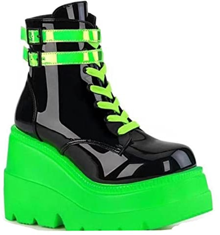 Ulalaza Damen Stiefel mit dicker Sohle, Punk kurze Stiefel, High Heels Motorrad Reitstiefel