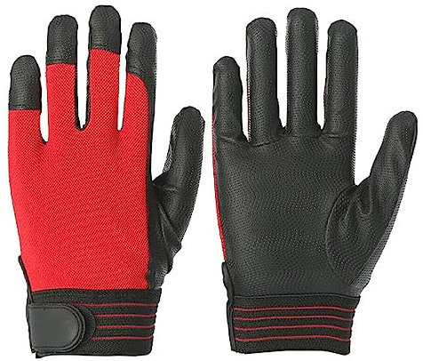 Ailan Spezielle Arbeitshandschuhe, elektrisch isolierender Schutzhandschuh, Gummi Sicherheitshandschuh, atmungsaktive Handschuhe, die Motorrad fahren, Schwarz Rot, M