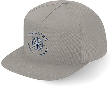 Lauthings Tallinn Estonia Coordinates Travel Fullcap Art Flat Bill Casquette Snapback, gris, taille unique