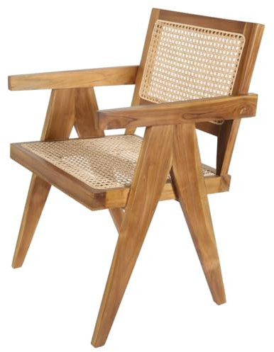 Casa Moro AL2000 Armchair with Viennese Wicker Wood Rattan Chair Patio Kitchen Lounge Dining Room