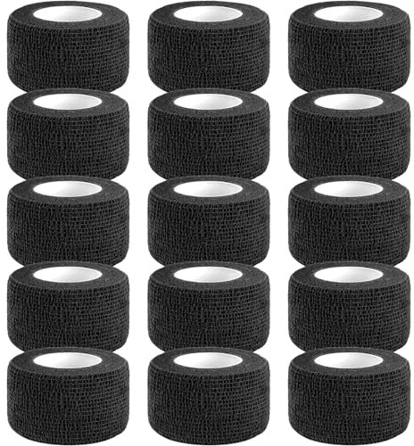 BILGETA Selbstklebender Verband, 15 Rollen x 2,5cm x 4,5m Pflaster Rolle Verbandsmaterial, Elastische Binde Bandage Fixierbinde Haftbandage Selbstklebend