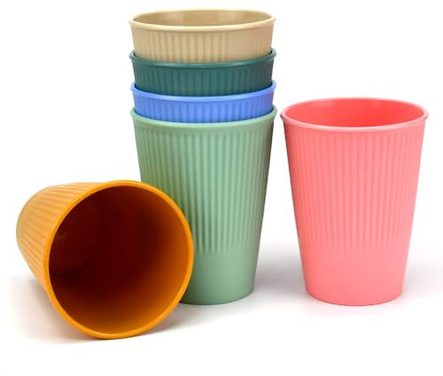 LPAMABA 6 PCS Vasos de Plástico Reutilizables 300ml, Vasos de Plástico Duro de Colores, Vasos Infantiles Plastico Duro, Vasos Plástico Irrompibles para Agua Jugos Leche Café en Fiesta Casa Camping