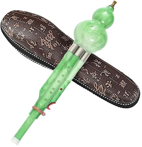 Trärörsinstrument, nationella musikinstrument Bambu Hulusi kinesisk handgjord Hulusi svart kalebass Cucurbit Flöjt Etniskt musikinstrument Key Of C/B med fodral for nybörjare musikälskare(Emerald)