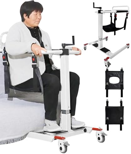Tragbarer Patientenlifter-Transferstuhl, Leichter Patientenlifter für Zuhause, Patiententransfer-Lift-Rollstuhl, Bedside Badezimmer Rollstuhl Duschstuhl, Patientenlift Hilfe