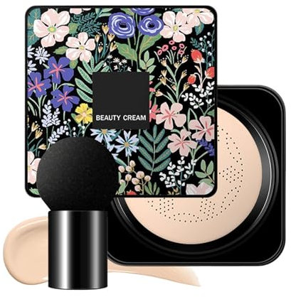 Fundación Cabeza de Hongo | Cosméticos de maquillaje con control de aceite y humedad, crema Bb, cojín corrector de cabeza de hongo humectante, base en crema con cojín de aire para pieles maduras