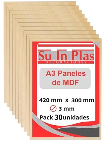 TABLERO MDF 3 mm A3 CORTE LASER, CNC, MANUALIDADES, BRICOLAGE