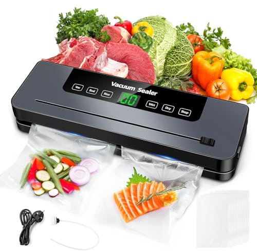 comeder 6-in-1 Vacuum Sealer Machine, 30cm Extra-Long Seal, Food Saver for Freshness - Vacuum, Seal, Rice, Wet & Dry Modes, Includes 50 Vacuum Sealer Bags, Ideal for Meal Prep, Sous Vide & Storage