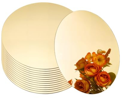 nbeads 14 st. Rund akrylspegel, 10 cm guld självhäftande icke-glas spegel ljus plattor bordsfästen för bord hantverk bröllop fest väggdekoration