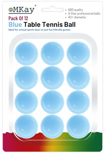 eMKay® Pack of 12 Ping Pong Table Tennis Balls (3-Star 40+ High-Performance ABS Material Training Balls) Ideal for Indoor and Outdoor Table Tennis - BLUE
