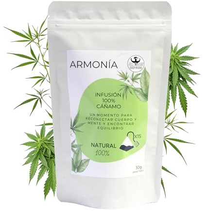 Sr Valley Te de Cañamo 100% Natural 15 bolsitas piramidales | Infusión relajante que ayuda a reducir estres y ansiedad | Sin aditivos ni conservantes y con semillas NO OGM