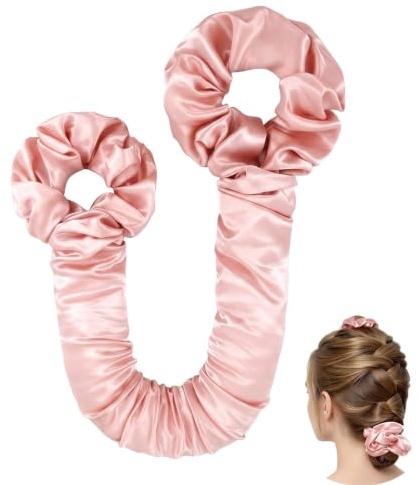 Kit de Boucle sans Chaleur, Boudin Cheveux en Satin Rose pour des Boucles Naturelles et Volumineuses, Bigoudis sans Chaleur Confortables pour la Nuit, Adapté à Tous Types de Cheveux
