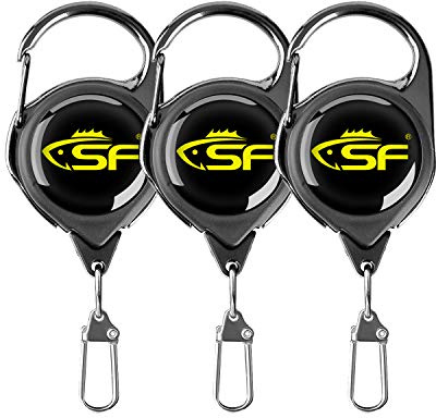 SF - Retrattore per Pesca a Mosca, 3 Pezzi, con Corda in Acciaio Inox, Zinger 3 Pezzi, Zinger