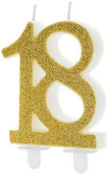 Kerze 18 Jahre 18. cmpleanno Gold Glitter 7,5 cm