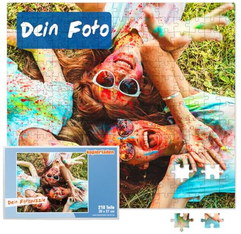 Personalisiertes Fotopuzzle mit eigenem Bild und Text selbst gestalten - 210 Teilen, ca. 30 x 27 cm - Puzzle mit Foto Bedrucken