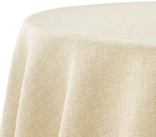 Decomira Bordsduk Vattenavvisande Linnelook - Fläckskydd, Tvättbar - Trädgårdsduk Utomhus, Dukmatbord - Naturlig Beige - 160 cm Runt