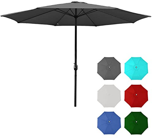 Jiubiaz 3.5m Sonnenschirm Gartenschirm UV30+ Wasserabweisende UV-Schutz Rund Ampelschirm Farbwahl mit Handkurbel Marktschirm für Balkon, Terrasse & Garten