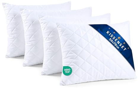 Amazinggirl Kopfkissen 50x70 cm - Kissen Allergiker Schlafkissen Polster Pillow Made in EU und Pillows for Sleeping 70 x 50 Bett Kissens für Schlafen Oeko-Tex Weiß - 4 Stück