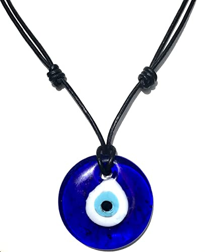 MASBARATA Collar Cuero con Ojo Turco de 4 cm, Cuero Adaptable 60-70 cm