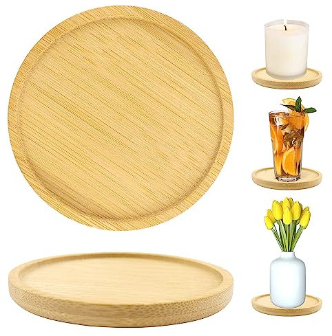Sottobicchieri in Bambù Rotondi Ø 9 cm per Candele Casa Bar Cucina Ristorante Cafe Forniture di Nozze Decorazione Tavolo