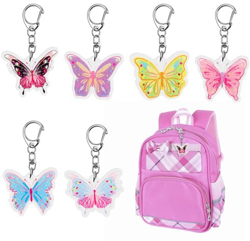 Simarro 6 Pièces Porte-clés Papillon, Pendentif pour Filles et Enfants - Décoration de Sac à Main