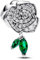 PANDORA Moments Funkelnde Blühende Rose Charm aus Sterling Silber mit Zirkonia, Kompatibel Moments Armbändern, 793201C01