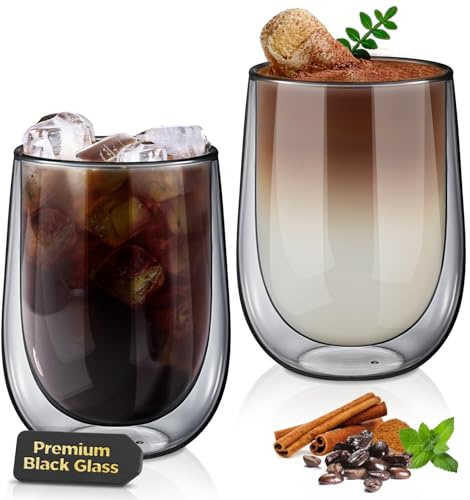 glastal svart dubbelväggiga kaffeglas latte macchiato-glas 2 x 350 ml